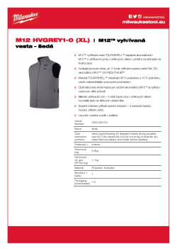 MILWAUKEE M12™ vyhřívaná vesta – šedá 4932480103 A4 PDF