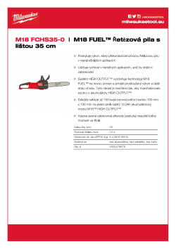 MILWAUKEE M18 FUEL™ Řetězová pila s lištou 35 cm 4933479678 A4 PDF
