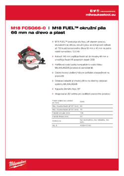 MILWAUKEE M18 FUEL™ okružní pila 66 mm na dřevo a plast 4933472163 A4 PDF
