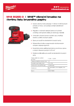 MILWAUKEE M18™ vibrační bruska na čtvrtinu listu brusného papíru 4933479966 A4 PDF
