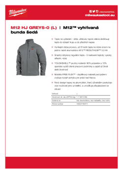 MILWAUKEE M12™ vyhřívaná bunda šedá 4933478974 A4 PDF