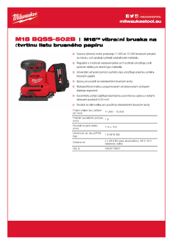 MILWAUKEE M18™ vibrační bruska na čtvrtinu listu brusného papíru 4933479967 A4 PDF
