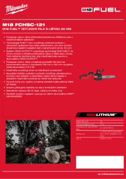 MILWAUKEE M18 FUEL™ Řetězová pila s lištou 30 cm 4933471443 A4 PDF