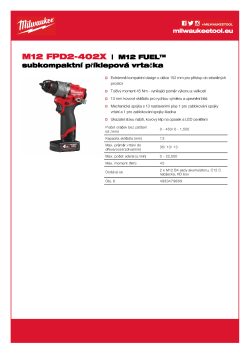MILWAUKEE M12 FUEL™ subkompaktní příklepová vrtačka 4933479869 A4 PDF