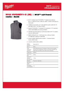 MILWAUKEE M12™ vyhřívaná vesta – šedá 4932480101 A4 PDF