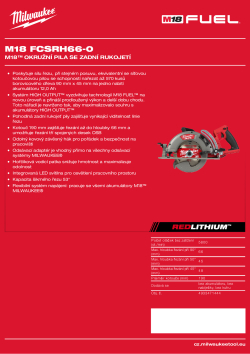 MILWAUKEE M18™ okružní pila se zadní rukojetí 4933471444 A4 PDF