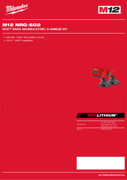 MILWAUKEE M12™  sada akumulátorů a nabíječky 4933451903 A4 PDF