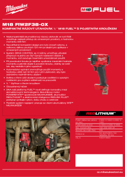 MILWAUKEE Kompaktní rázový utahovák ⅜ ″ M18 FUEL™ s pojistným kroužkem 4933478650 A4 PDF