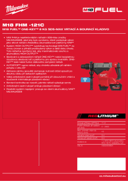 MILWAUKEE M18 FUEL™ ONE-KEY™ 8 kg SDS-Max vrtací a bourací kladivo 4933464894 A4 PDF