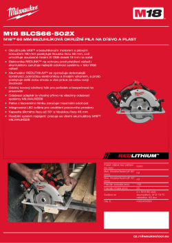 MILWAUKEE M18™ 66 mm bezuhlíková okružní pila na dřevo a plast 4933464590 A4 PDF