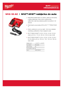 MILWAUKEE M12™-M18™ nabíječka do auta 4932459205 A4 PDF