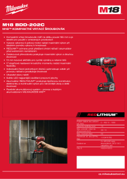 MILWAUKEE M18™ kompaktní vrtací šroubovák 4933443555 A4 PDF