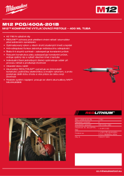 MILWAUKEE M12™ kompaktní vytlačovací pistole – 400 ml tuba 4933441665 A4 PDF