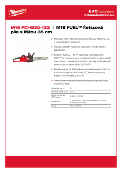 MILWAUKEE M18 FUEL™ Řetězová pila s lištou 35 cm 4933479679 A4 PDF