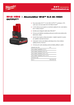 MILWAUKEE M12™ HIGH OUTPUT™ akumulátor 5,0 Ah 4932480165 A4 PDF
