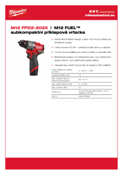 MILWAUKEE M12 FUEL™ subkompaktní příklepová vrtačka 4933479868 A4 PDF