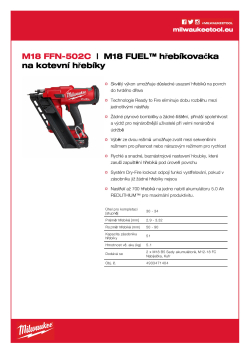 MILWAUKEE M18 FUEL™ 34° hřebíkovačka na kotevní hřebíky 4933471404 A4 PDF