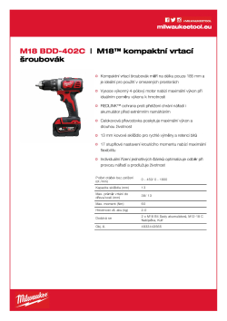 MILWAUKEE M18™ kompaktní vrtací šroubovák 4933443565 A4 PDF