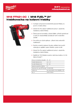 MILWAUKEE M18 FUEL™ 21° hřebíkovačka na kotevní hřebíky 4933478993 A4 PDF