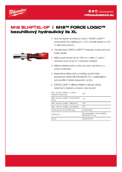 MILWAUKEE M18™ FORCE LOGIC™ bezuhlíkový hydraulický lis XL 4933479440 A4 PDF