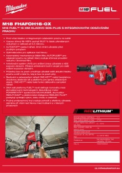 MILWAUKEE M18 FUEL™ 16 mm kladivo SDS-PLUS s integrovaným odsáváním prachu 4933493532 A4 PDF