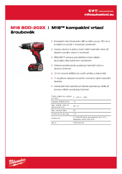 MILWAUKEE M18™ kompaktní vrtací šroubovák 4933446195 A4 PDF