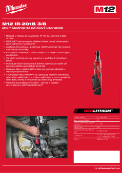 MILWAUKEE M12™ kompaktní ráčnový utahovák 4933441720 A4 PDF