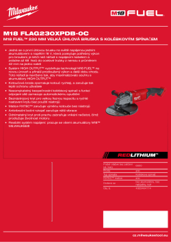 MILWAUKEE M18 FUEL™ 230 mm velká úhlová bruska s kolébkovým spínačem 4933464114 A4 PDF