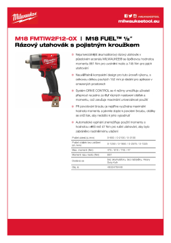 MILWAUKEE M18 FUEL™ ½″ Rázový utahovák s pojistným kroužkem 4933478449 A4 PDF