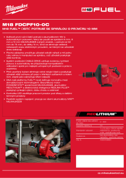 MILWAUKEE M18 FUEL™ čistič potrubí se spirálou o průměru 10 mm 4933459684 A4 PDF