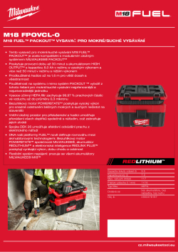 MILWAUKEE Vysavač pro mokré/suché vysávání M18 FUEL™ PACKOUT™ 4933478187 A4 PDF