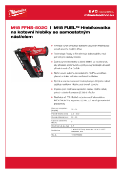 MILWAUKEE M18 FUEL™34° hřebíkovačka na kotevní hřebíky  se samostatným nástřelem 4933478302 A4 PDF