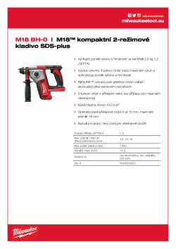 MILWAUKEE M18™  kompaktní 2-režimové kladivo SDS-plus 4933443320 A4 PDF