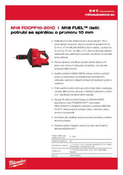 MILWAUKEE M18 FUEL™ čistič potrubí se spirálou 10 mm 4933459685 A4 PDF
