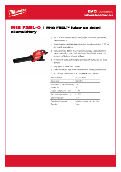 MILWAUKEE M18 FUEL™ fukar na dva akumulátory 4933479987 A4 PDF