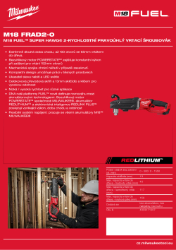 MILWAUKEE M18 FUEL™ SUPER HAWG® 2-rychlostní pravoúhlý vrtací šroubovák 4933471207 A4 PDF