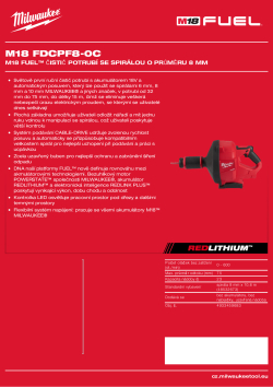 MILWAUKEE M18 FUEL™ čistič potrubí se spirálou 8 mm 4933459683 A4 PDF