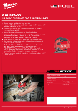 MILWAUKEE M18 FUEL™ přímočará pila  s horní rukojetí 4933464726 A4 PDF