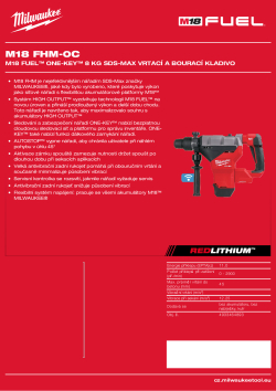 MILWAUKEE M18 FUEL™ ONE-KEY™ 8 kg SDS-Max vrtací a bourací kladivo 4933464893 A4 PDF