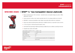 MILWAUKEE M18™¼″ kompaktní hex rázový utahovák 4933443580 A4 PDF