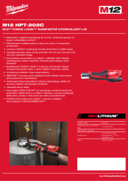 MILWAUKEE M12™Force Logic™ kompaktní hydraulický lis 4933443085 A4 PDF