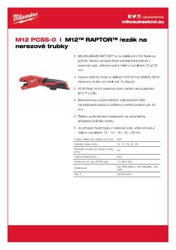 MILWAUKEE M12™ RAPTOR™ řezák na nerezové trubky 4933479241 A4 PDF
