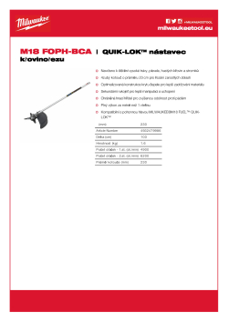 MILWAUKEE QUIK-LOK™ nástavec křovinořezu 4932479986 A4 PDF