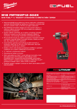 MILWAUKEE M18 FUEL™ ½″ Rázový utahovák s aretačním čepem 4933478453 A4 PDF