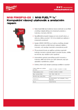 MILWAUKEE M18 FUEL™ ½″ Kompaktní rázový utahovák s aretačním čepem 4933478446 A4 PDF