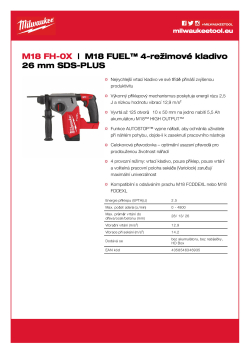 MILWAUKEE M18 FUEL™ 4-režimové kladivo 26 mm SDS-PLUS 4933478500 A4 PDF