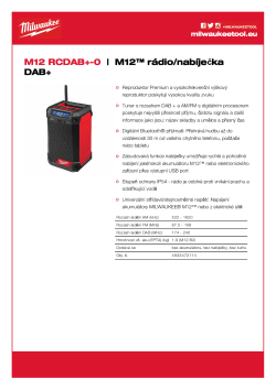 MILWAUKEE Rádio/nabíječka DAB+ M12™ 4933472114 A4 PDF