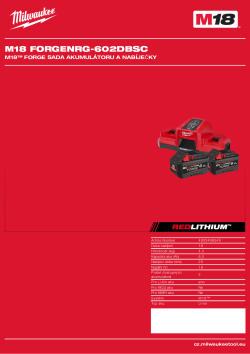 MILWAUKEE M18™ FORGE sada akumulátoru a nabíječky 4933498549 A4 PDF