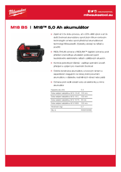 MILWAUKEE M18™ 5,0 Ah akumulátor 4932430483 A4 PDF