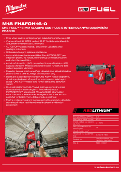 MILWAUKEE M18 FUEL™ 16 mm kladivo SDS-PLUS s integrovaným odsáváním prachu 4933493531 A4 PDF